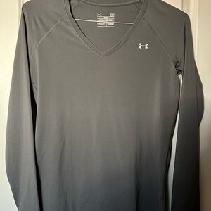 Under Armour Gray HeatGear Fitted Long Sleeve Top